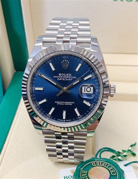 rolex blue face datejust original vintage price|rolex datejust 41mm blue 126300.